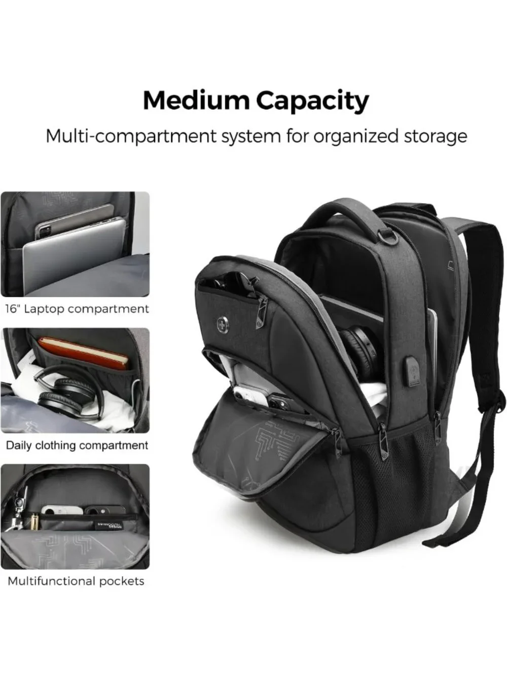 Stylish 16-Inch Laptop Backpack for Men & Women | Travel & Work Ready Design